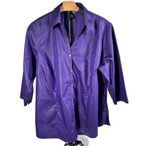 | Venezia Jeans | Purple Collared 3/4 Sleeve Button Up Shirt Top Blouse - 14/16